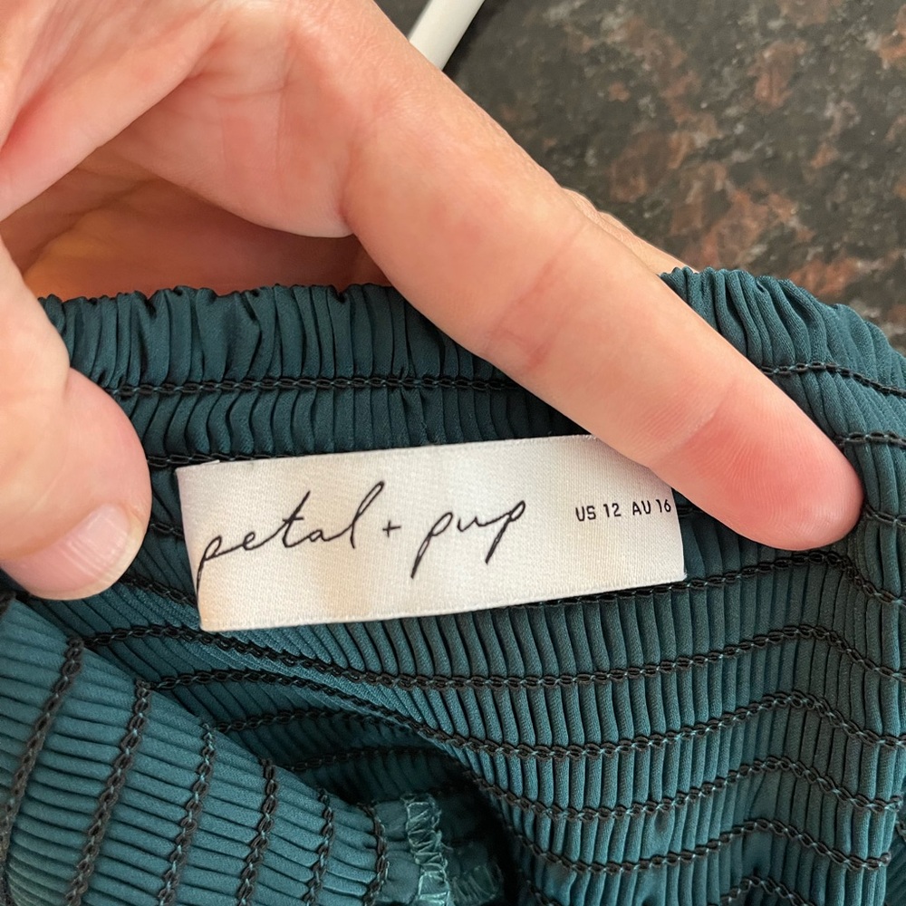 Pleated Spaghetti Strap Midi Dress in Teal - Picture 9 of 12